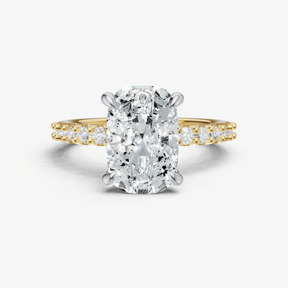 Elongated Cushion 6 Claw Diamond Band Engagement Ring