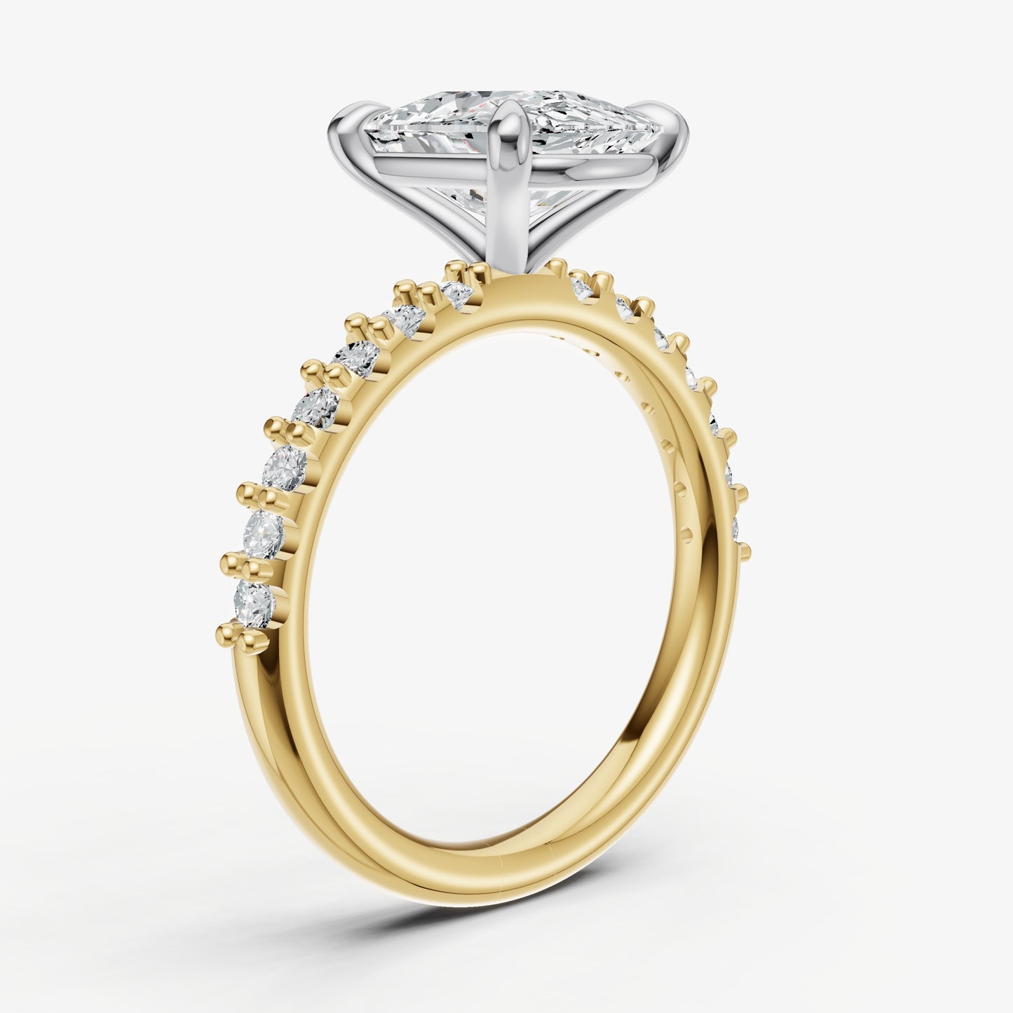 Elongated Cushion 6 Claw Diamond Band Engagement Ring