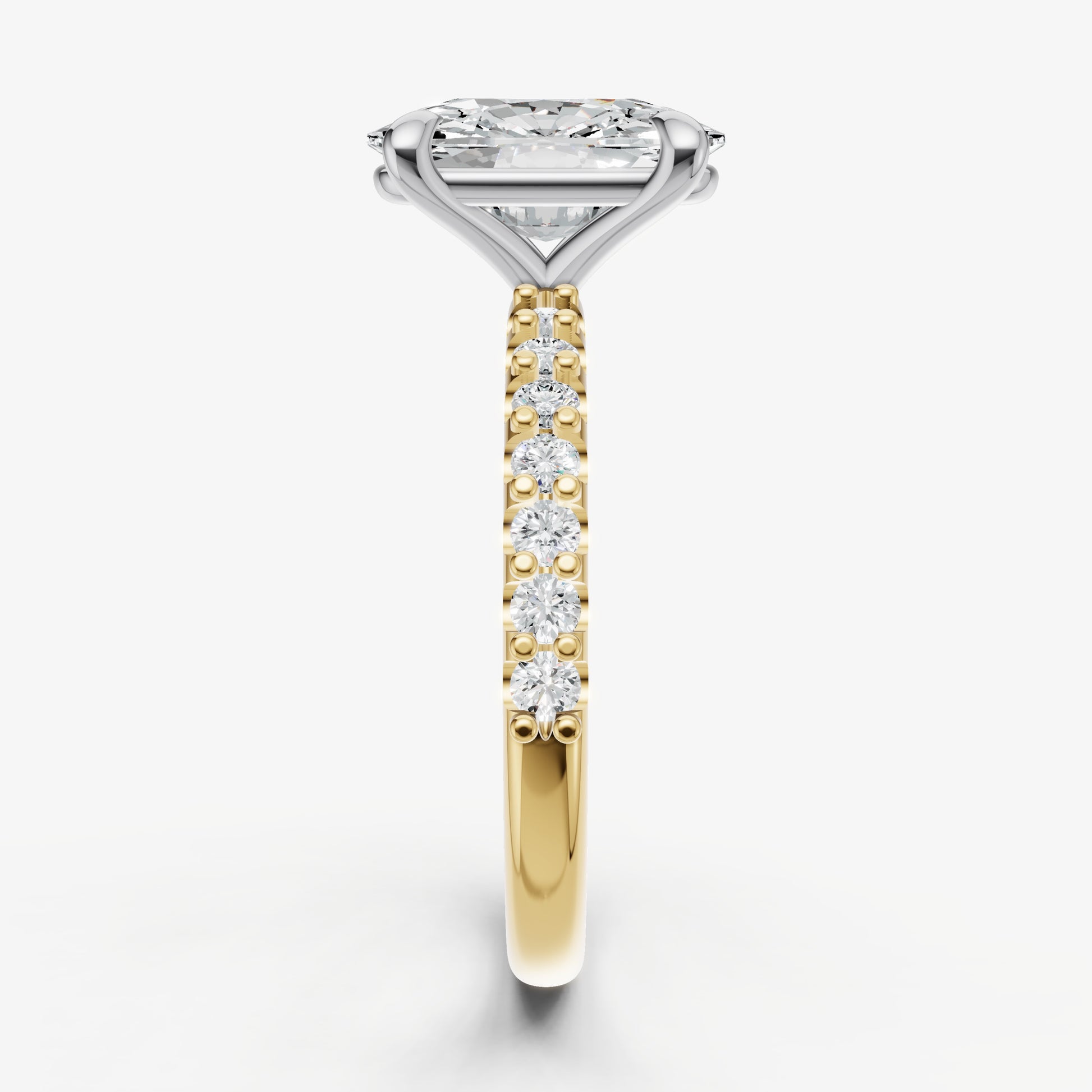 Elongated Cushion 6 Claw Diamond Band Engagement Ring