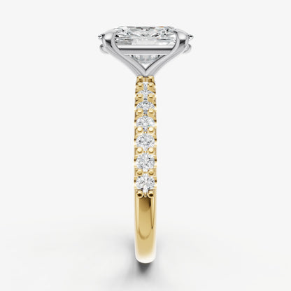 Elongated Cushion 6 Claw Diamond Band Engagement Ring