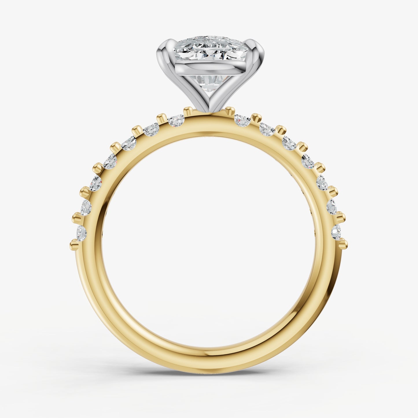 Elongated Cushion 6 Claw Diamond Band Engagement Ring
