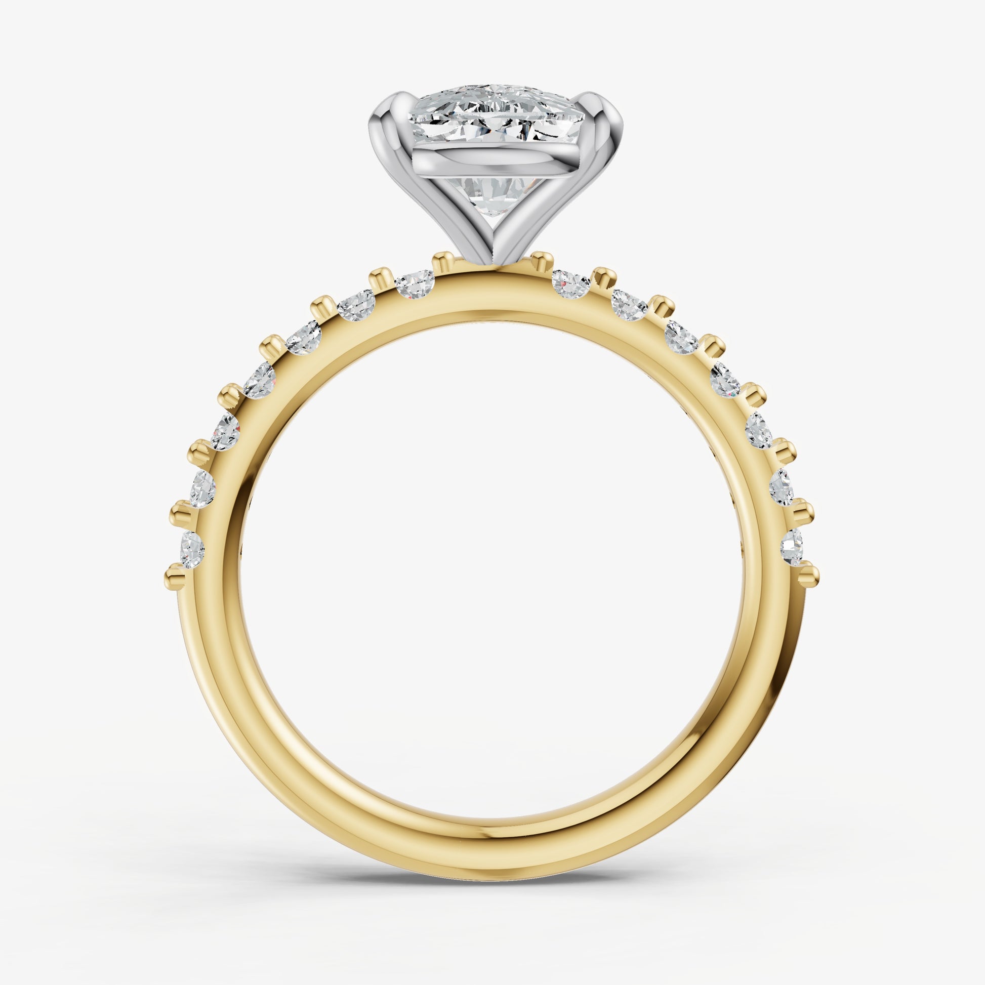 Elongated Cushion 6 Claw Diamond Band Engagement Ring