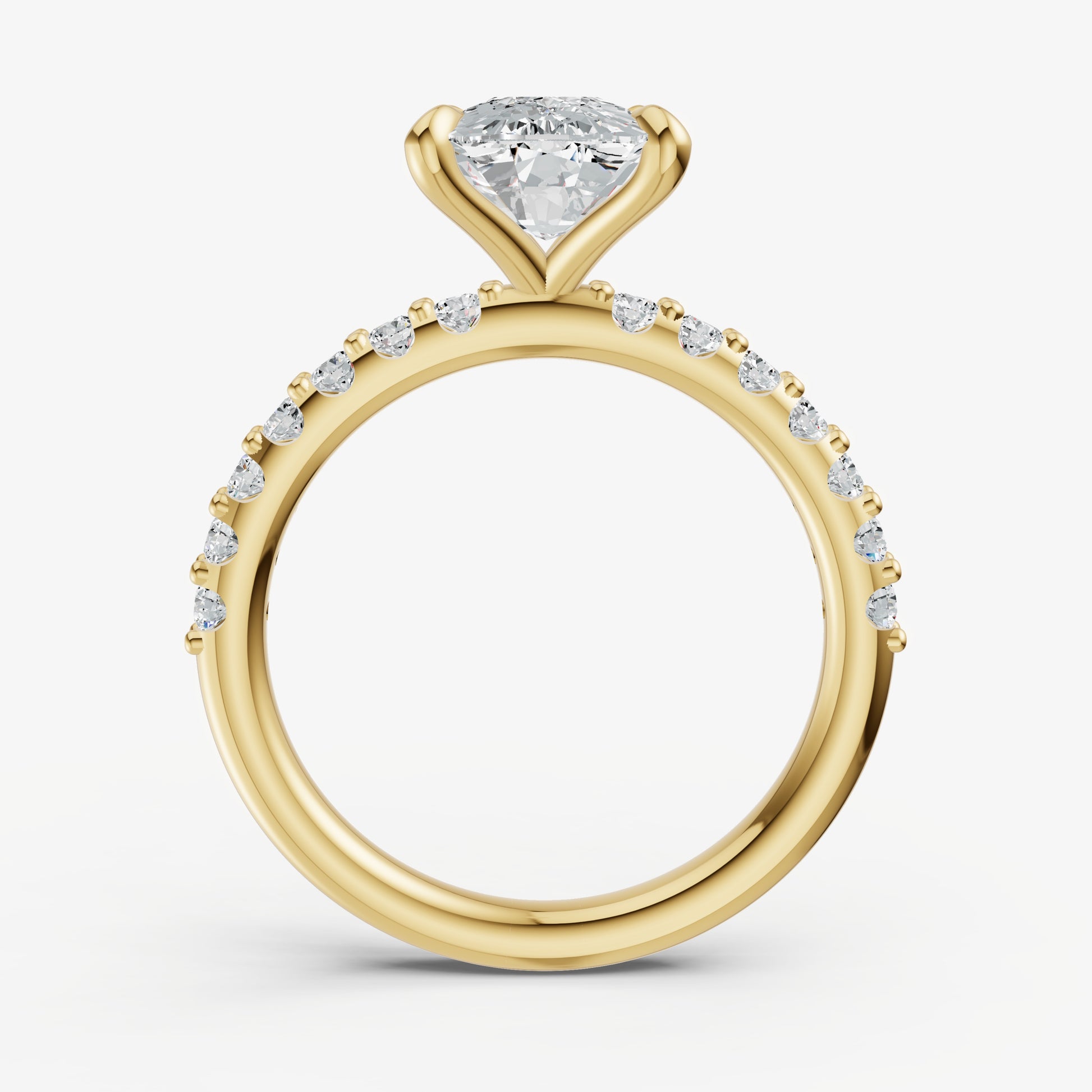Elongated Cushion 6 Claw Diamond Band Engagement Ring
