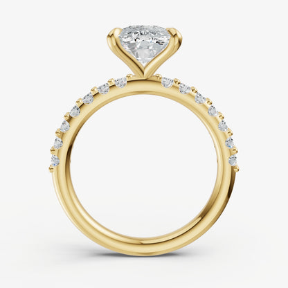 Elongated Cushion 6 Claw Diamond Band Engagement Ring