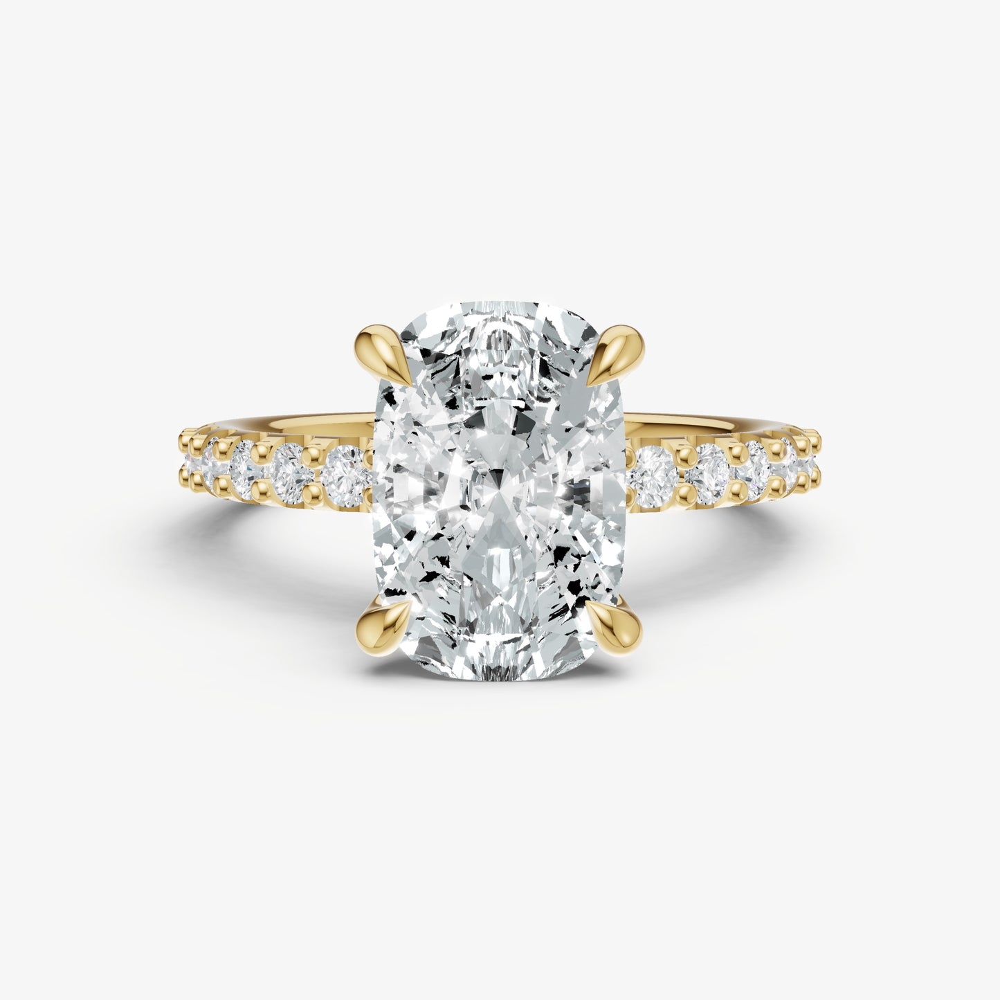 Elongated Cushion 6 Claw Diamond Band Engagement Ring