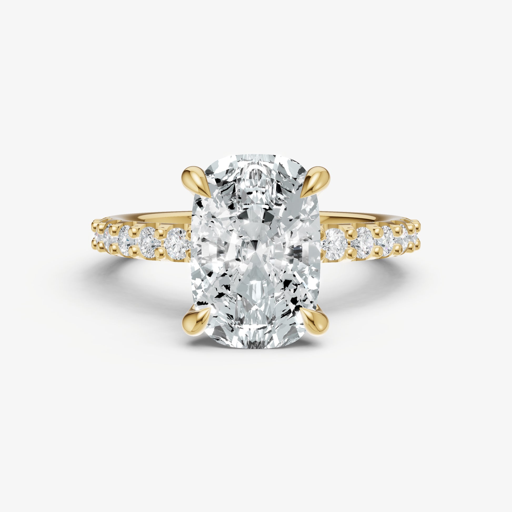 Elongated Cushion 6 Claw Diamond Band Engagement Ring
