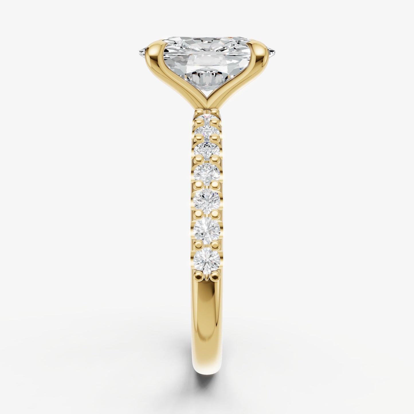 Elongated Cushion 6 Claw Diamond Band Engagement Ring