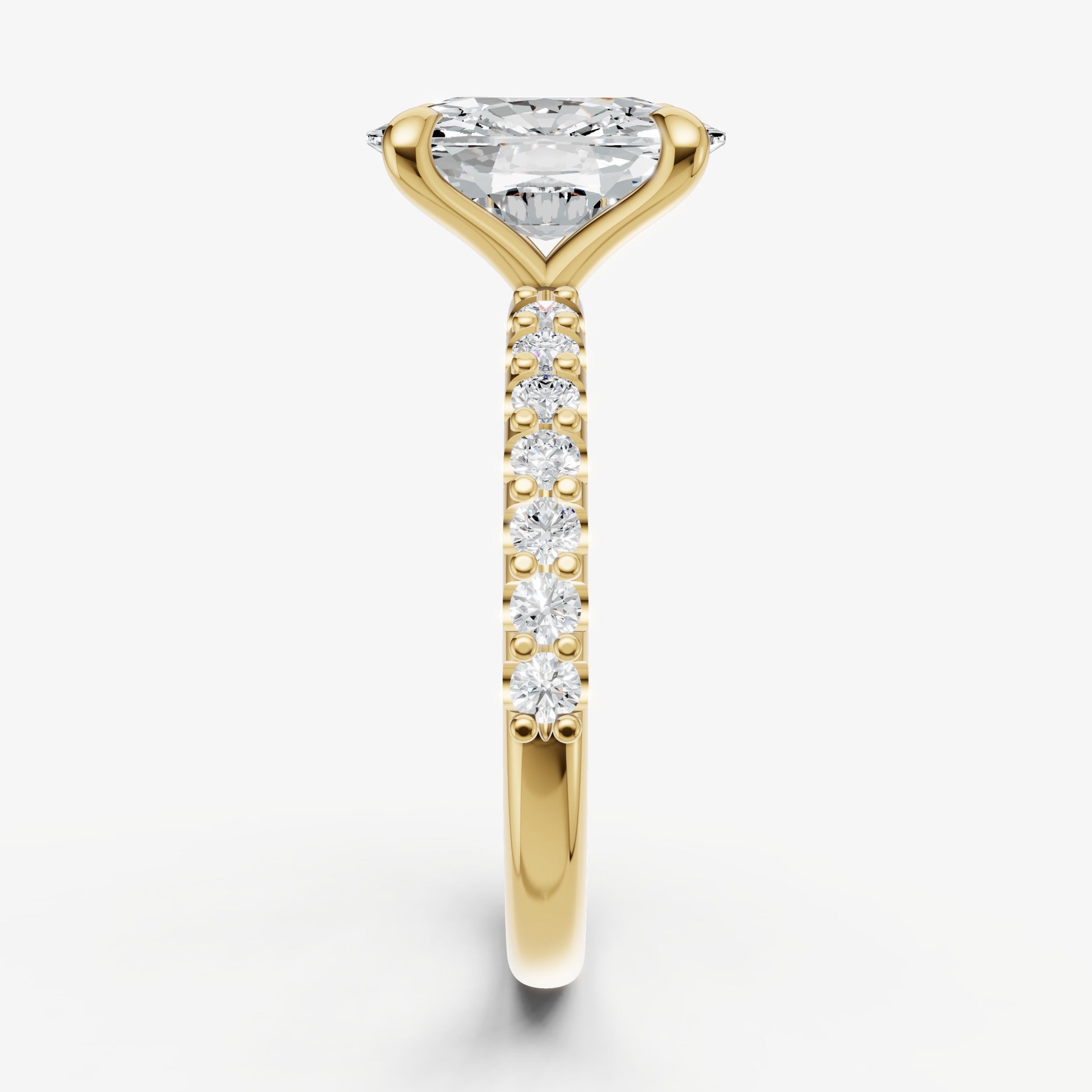 Elongated Cushion 6 Claw Diamond Band Engagement Ring