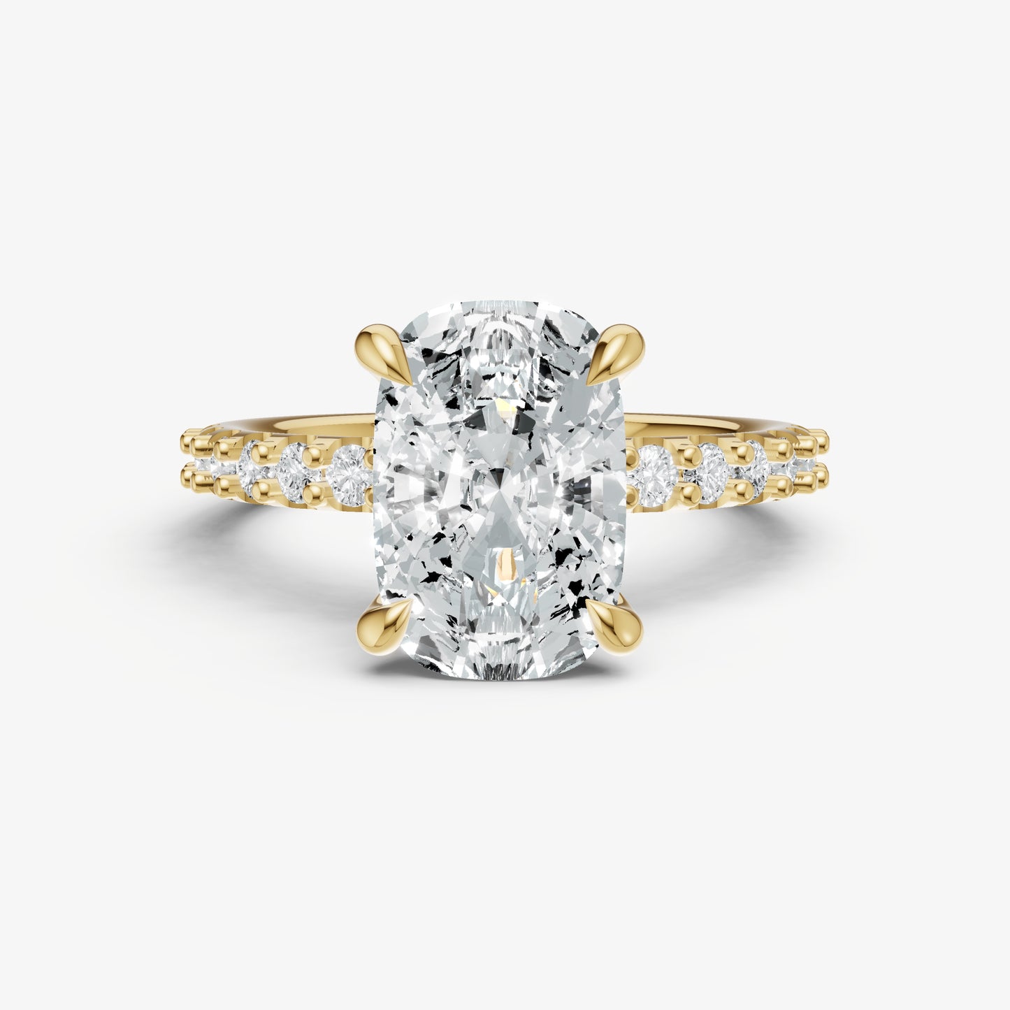 Elongated Cushion 6 Claw Diamond Band Engagement Ring