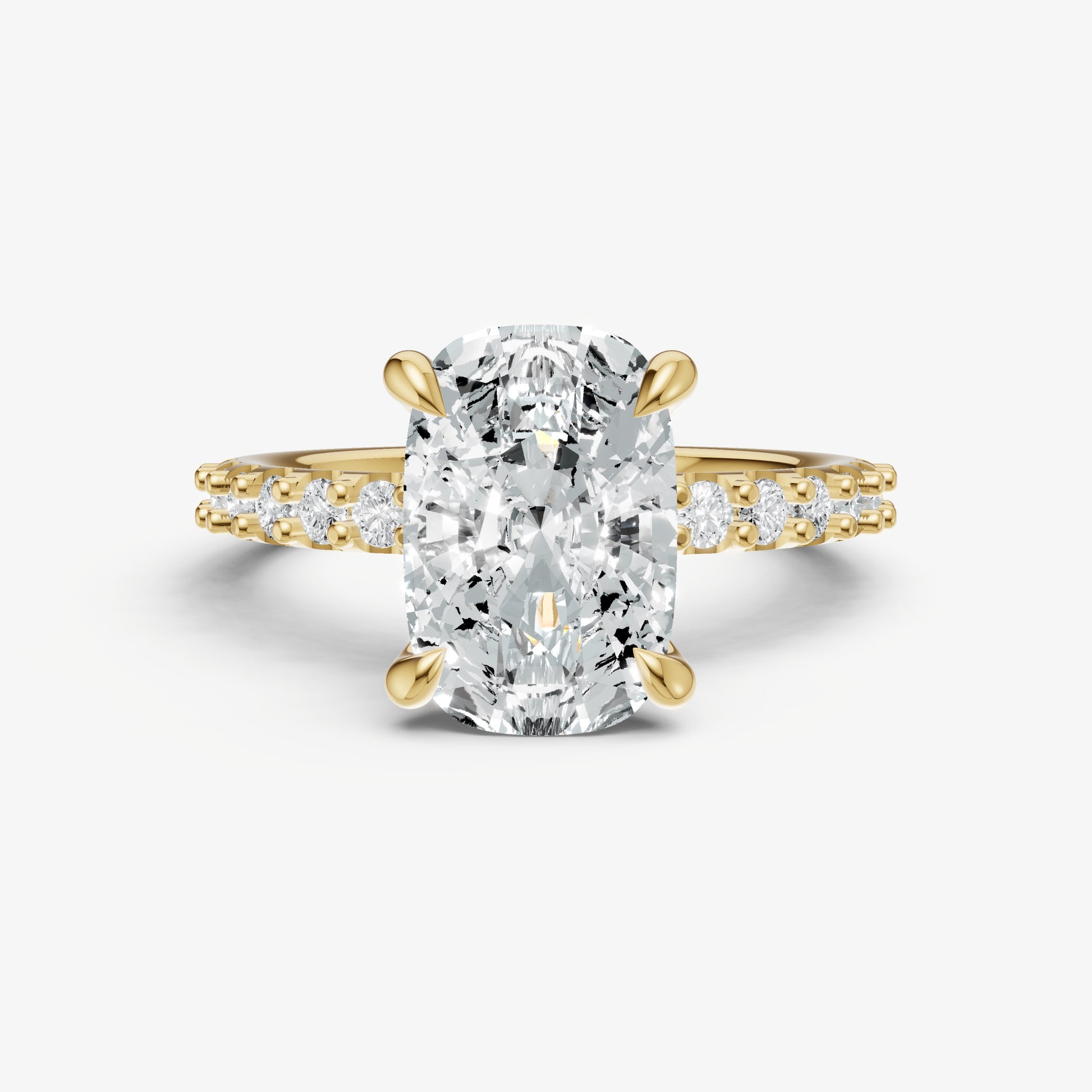 Elongated Cushion 6 Claw Diamond Band Engagement Ring