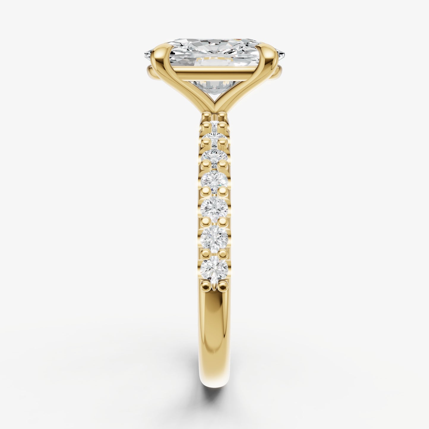 Elongated Cushion 6 Claw Diamond Band Engagement Ring