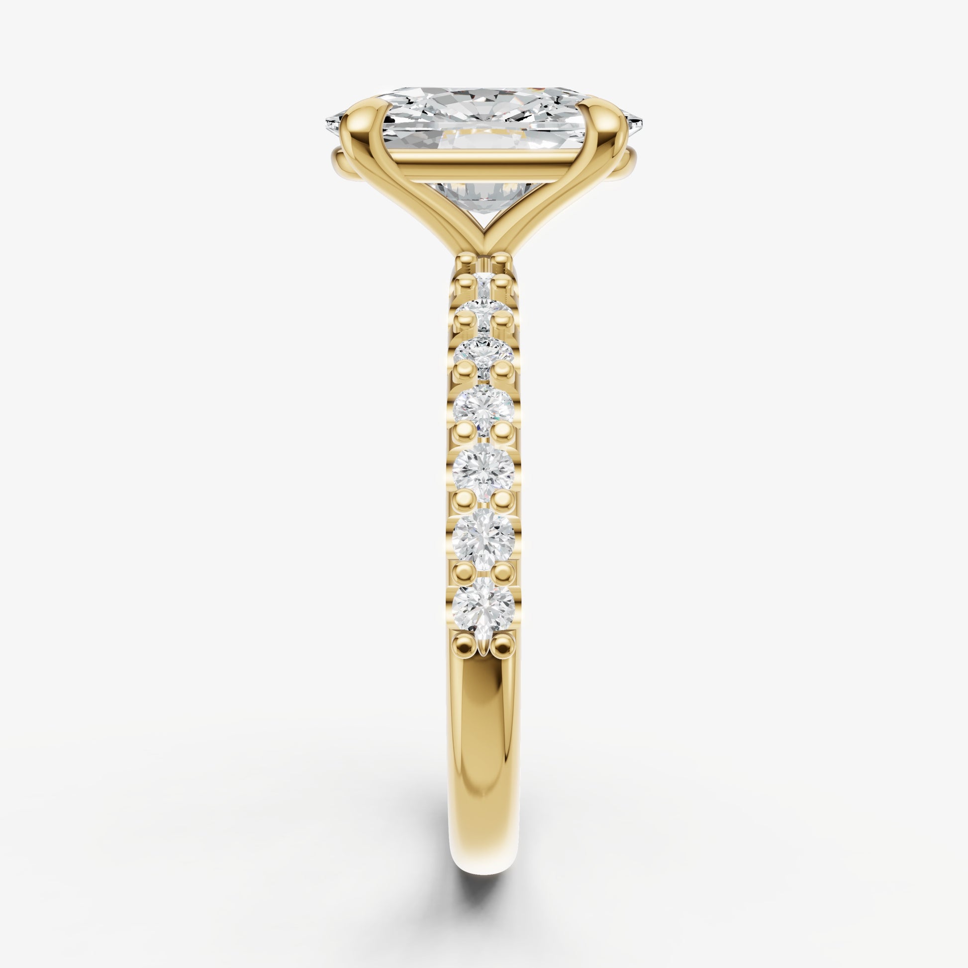 Elongated Cushion 6 Claw Diamond Band Engagement Ring
