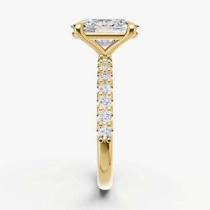 Elongated Cushion 6 Claw Diamond Band Engagement Ring
