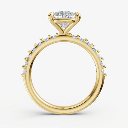 Elongated Cushion 6 Claw Diamond Band Engagement Ring