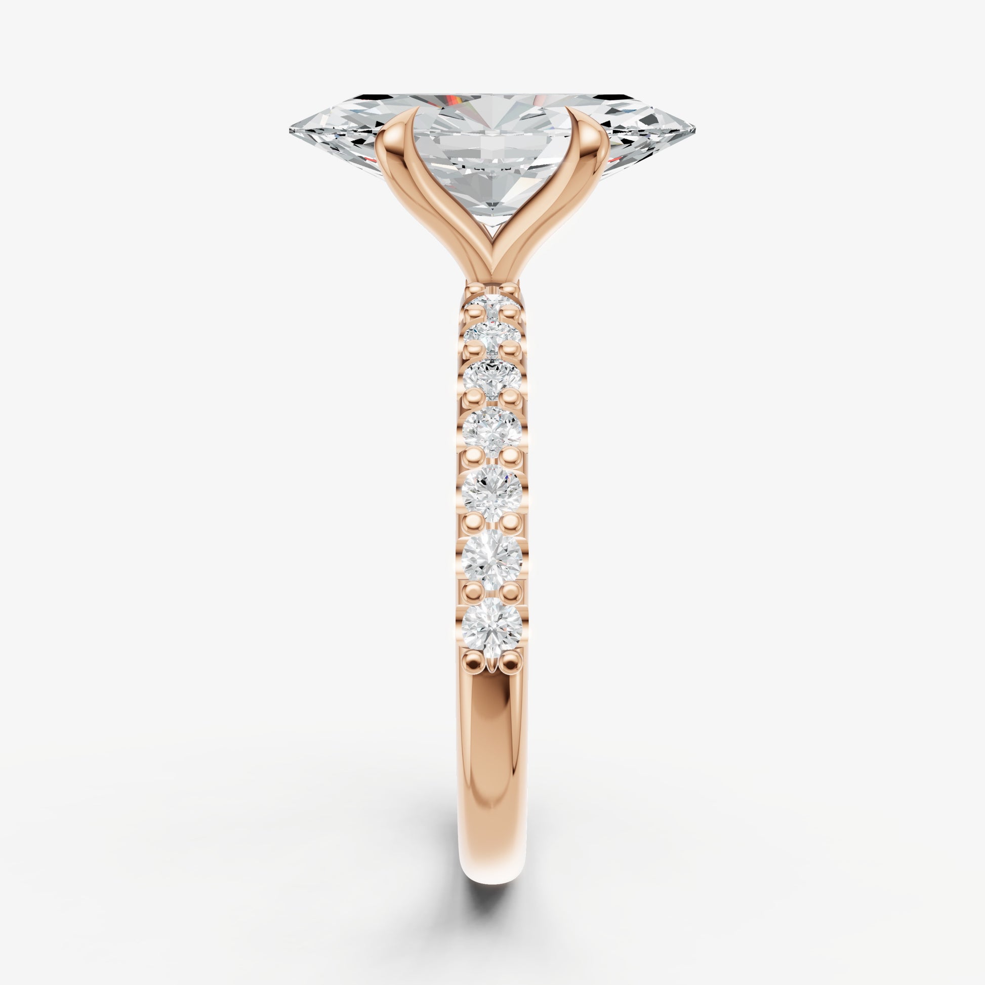 Marquise 6 Claw Diamond Band Engagement Ring