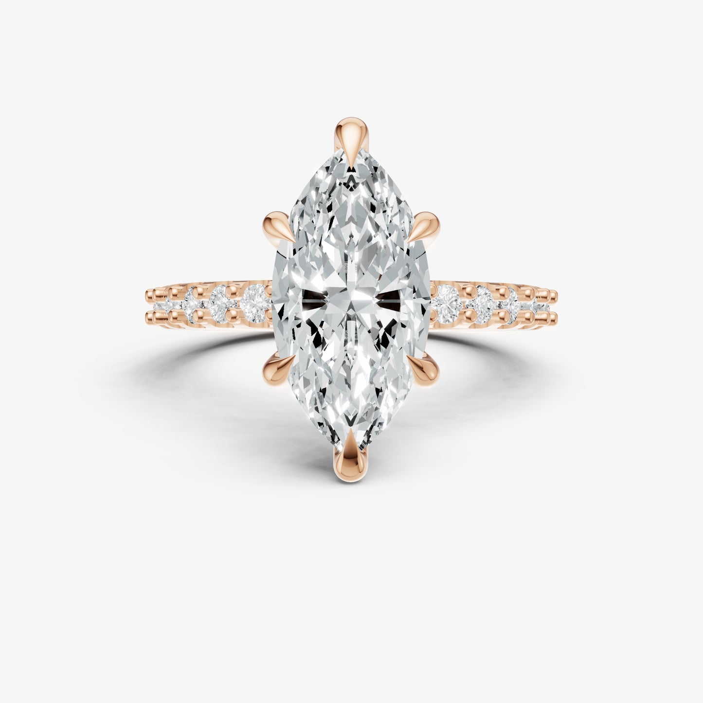 Marquise 6 Claw Diamond Band Engagement Ring