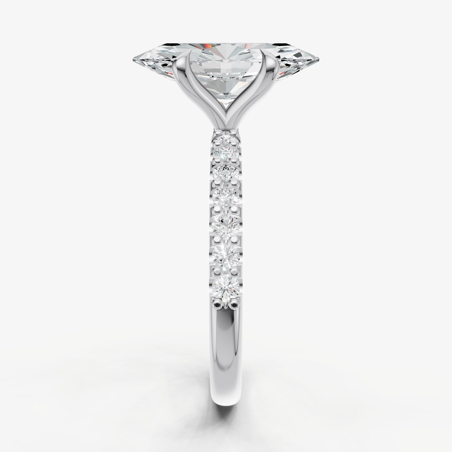 Marquise 6 Claw Diamond Band Engagement Ring