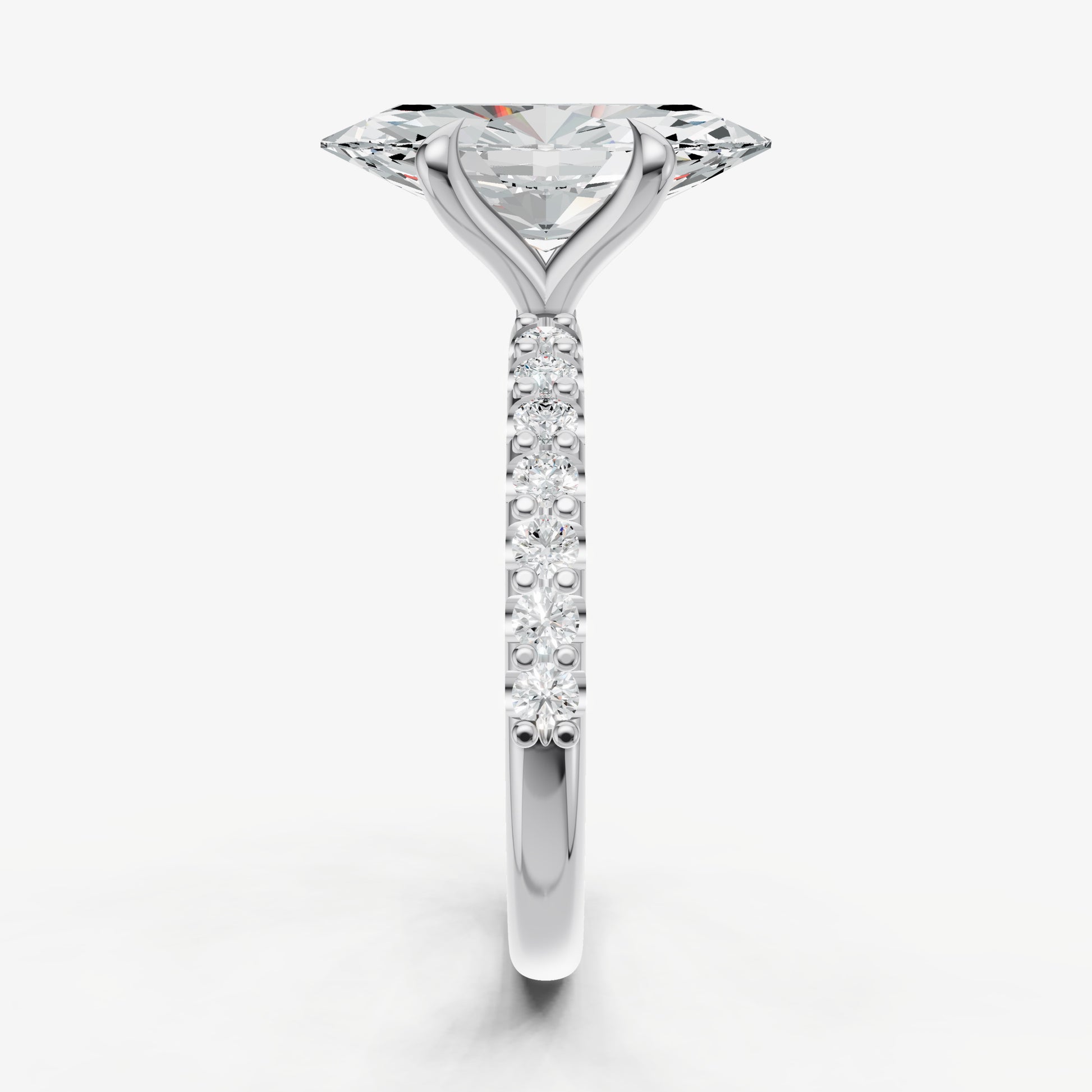 Marquise 6 Claw Diamond Band Engagement Ring