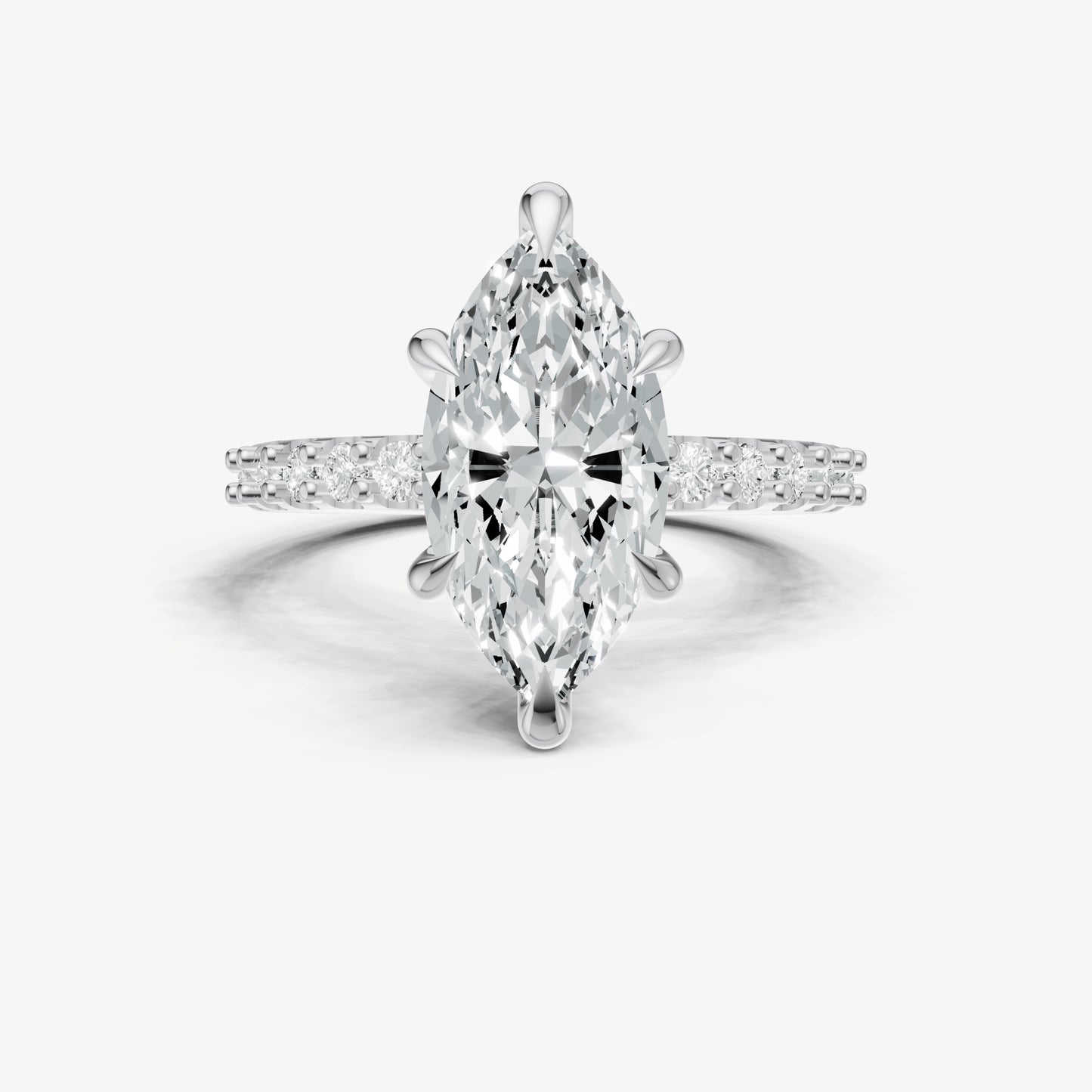 Marquise 6 Claw Diamond Band Engagement Ring