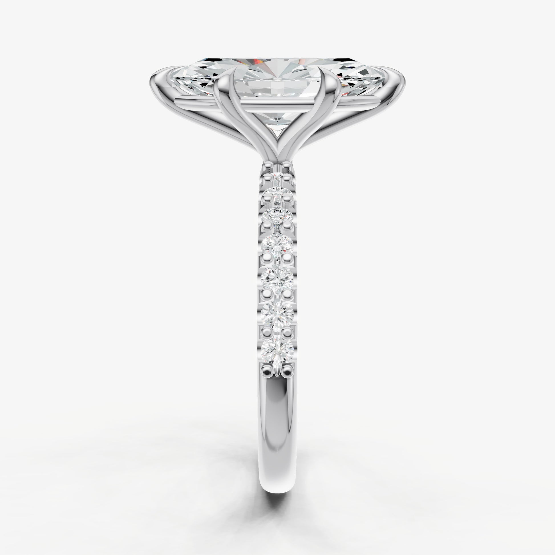 Marquise 6 Claw Diamond Band Engagement Ring
