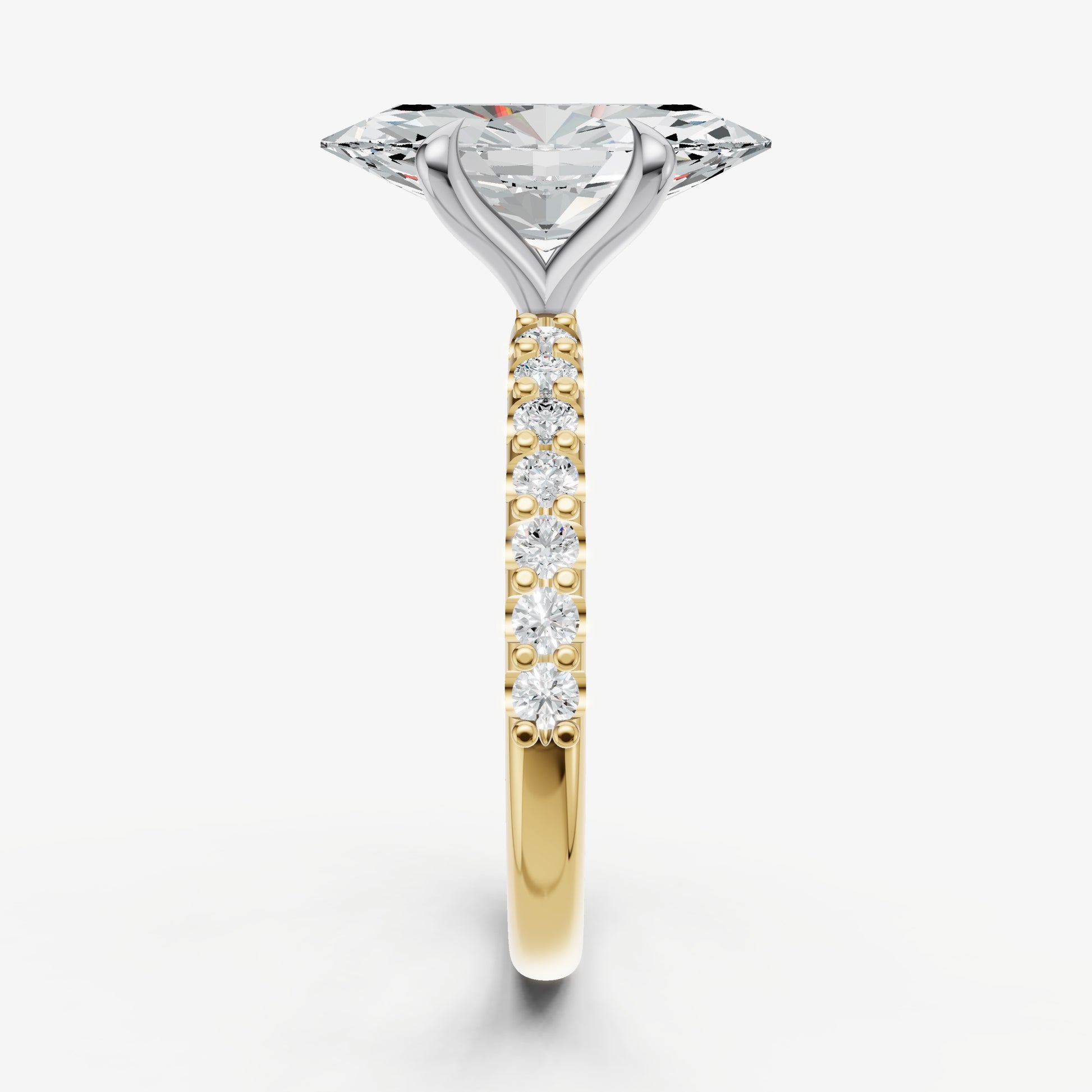 Marquise 6 Claw Diamond Band Engagement Ring