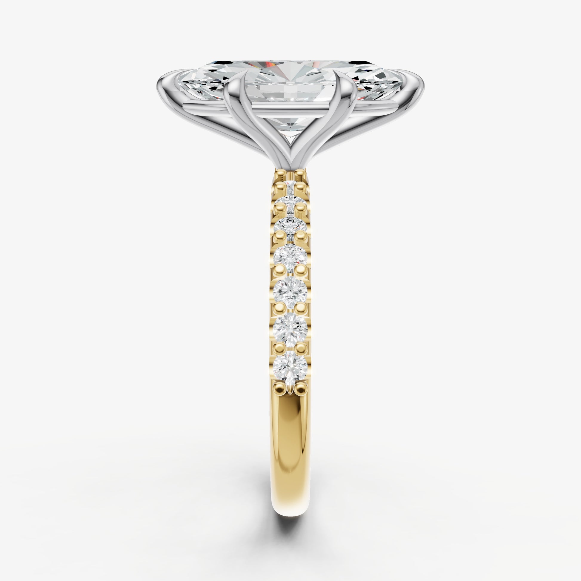 Marquise 6 Claw Diamond Band Engagement Ring