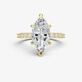 Marquise Petite Diamond Band Soliatire Engagement Ring