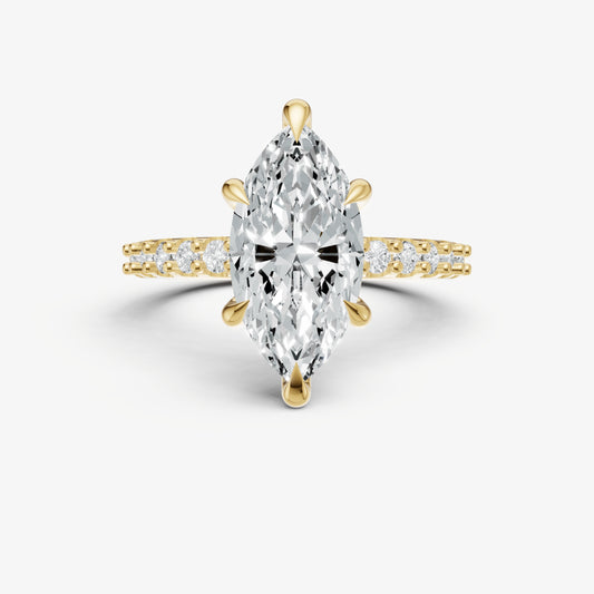 Marquise 6 Claw Diamond Band Engagement Ring