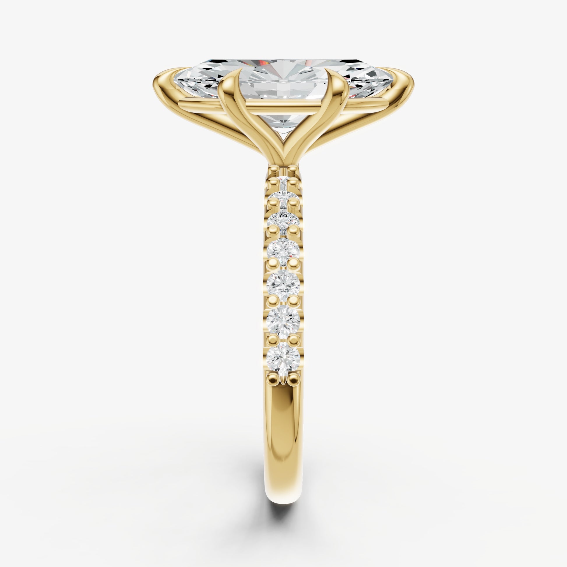 Marquise 6 Claw Diamond Band Engagement Ring