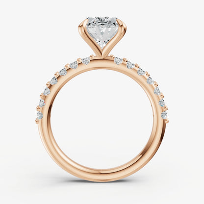Oval 6 Claw Diamond Band Engagement Ring