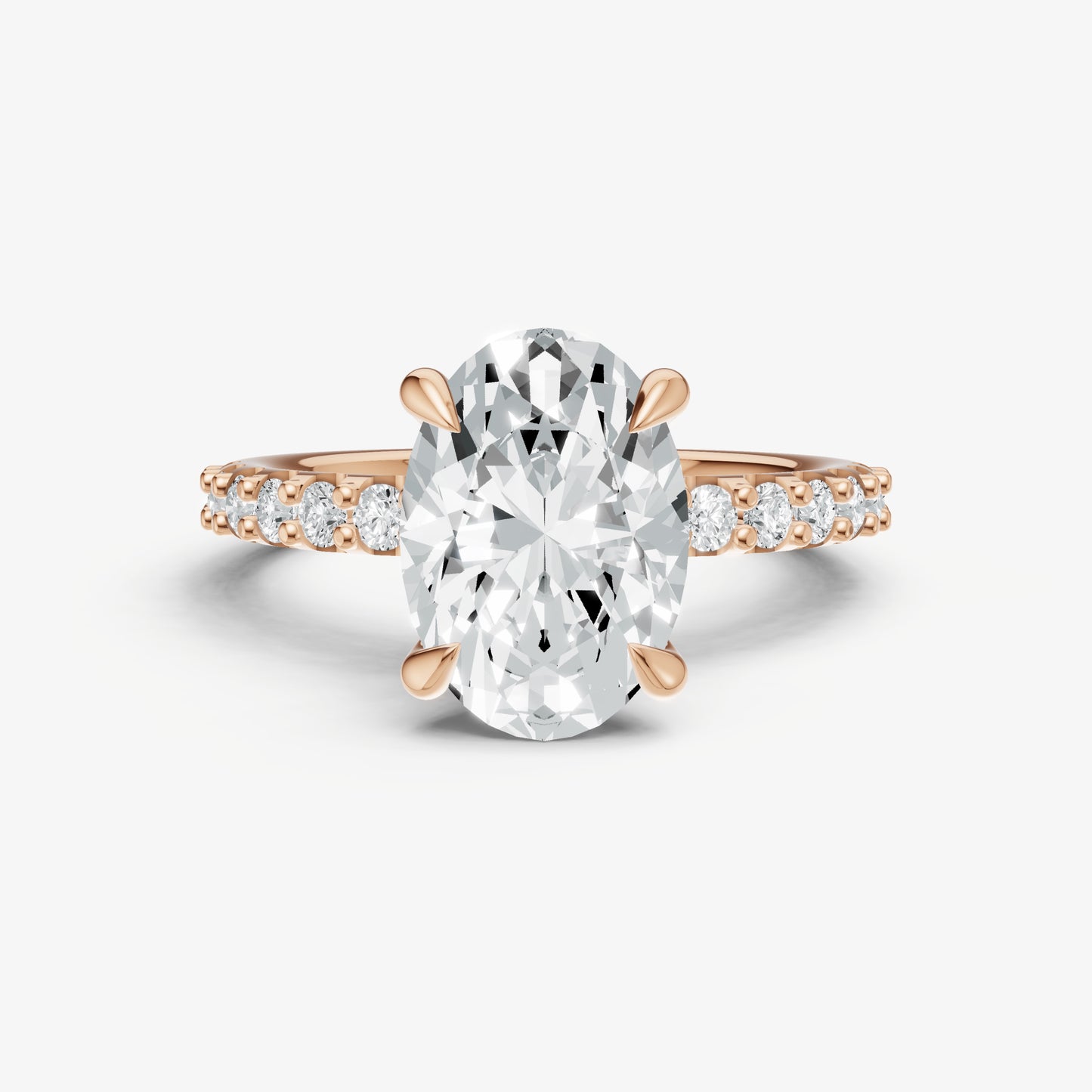 Oval 6 Claw Diamond Band Engagement Ring