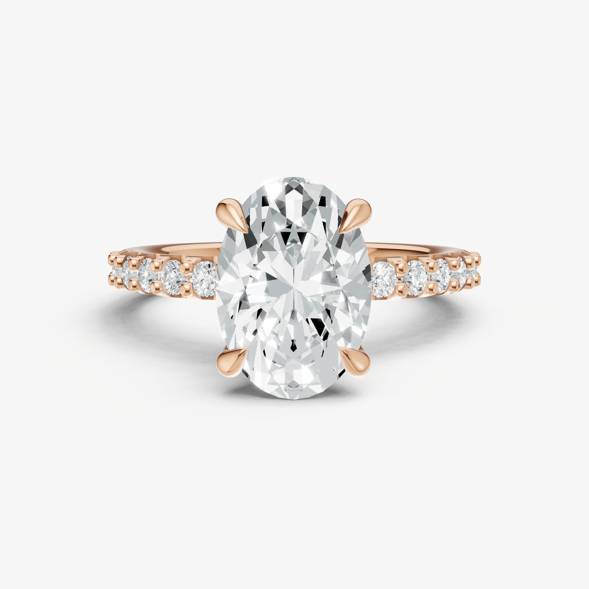Oval 6 Claw Diamond Band Engagement Ring