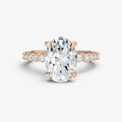 Oval 6 Claw Diamond Band Engagement Ring