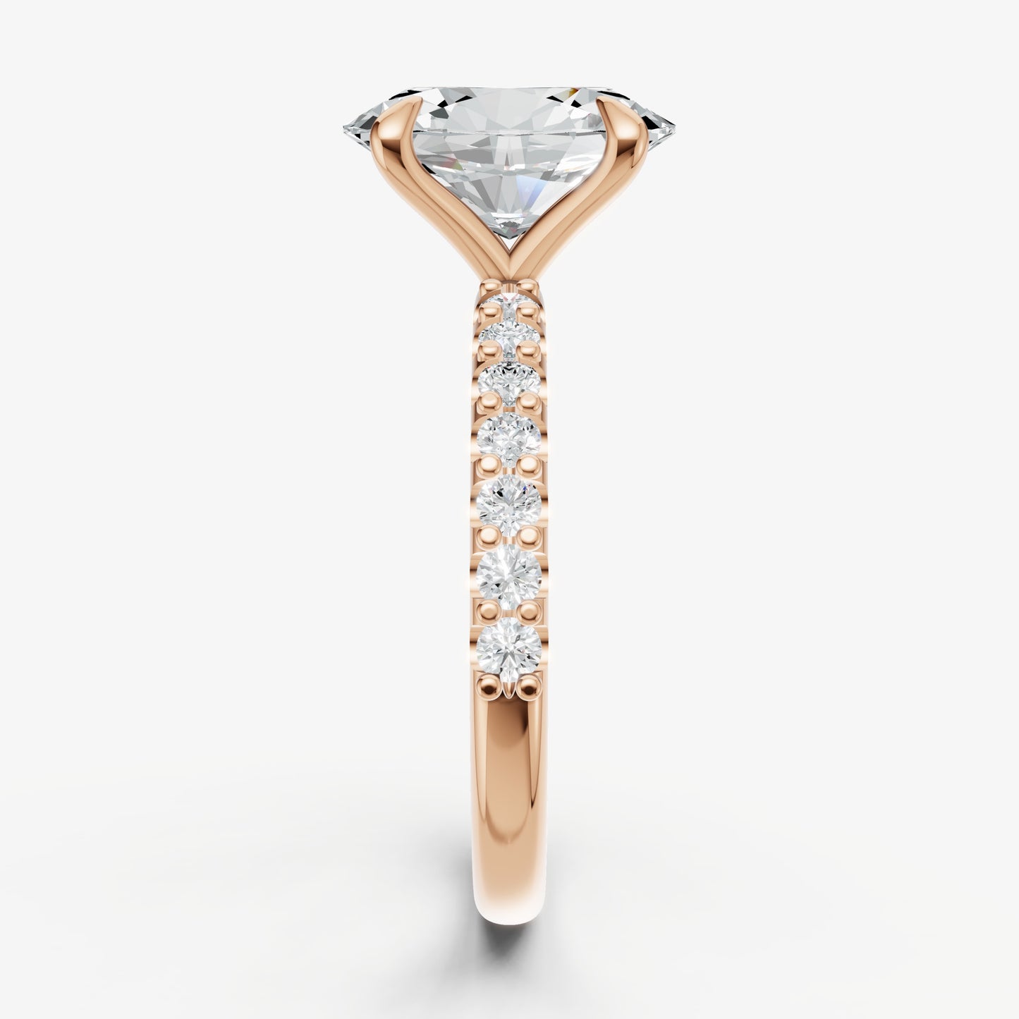 Oval 6 Claw Diamond Band Engagement Ring