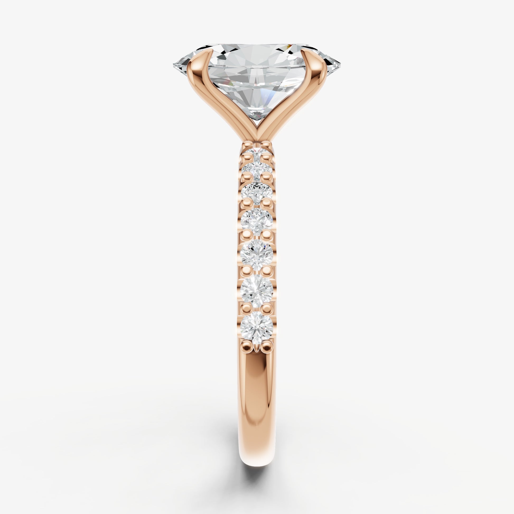 Oval 6 Claw Diamond Band Engagement Ring