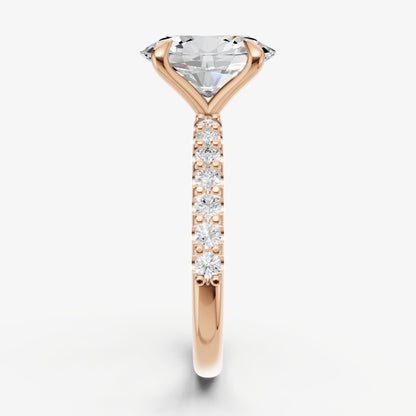 Oval 6 Claw Diamond Band Engagement Ring