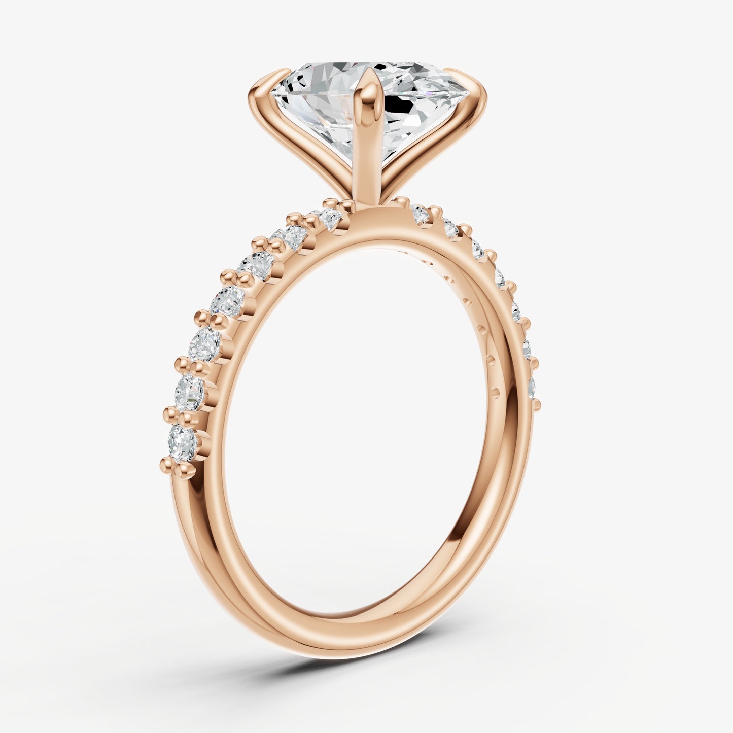 Oval 6 Claw Diamond Band Engagement Ring