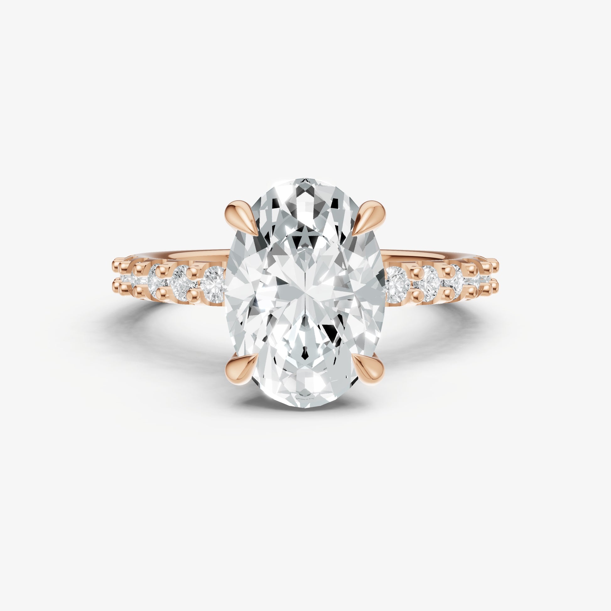 Oval 6 Claw Diamond Band Engagement Ring