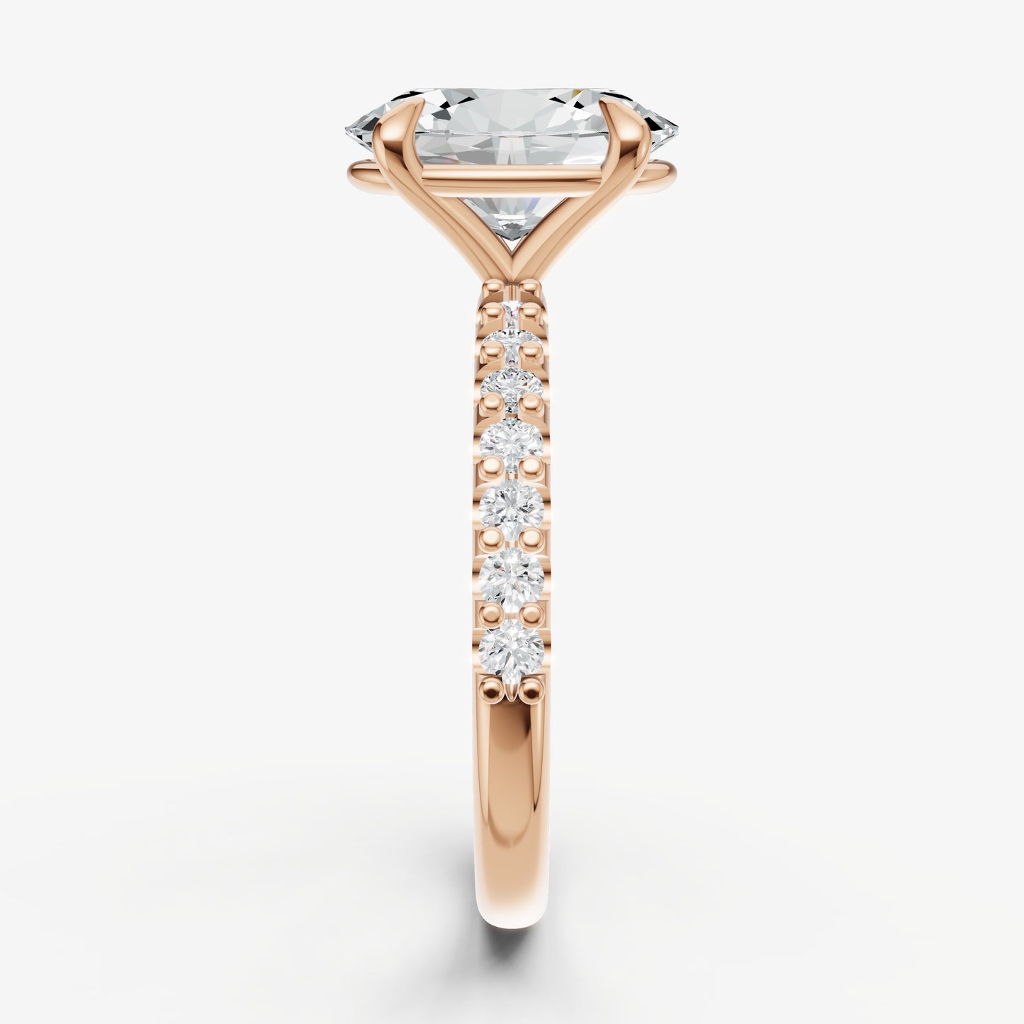 Oval 6 Claw Diamond Band Engagement Ring