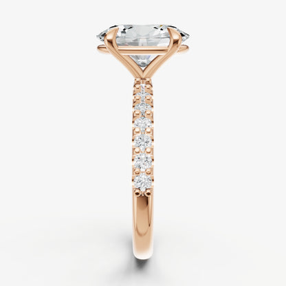 Oval 6 Claw Diamond Band Engagement Ring