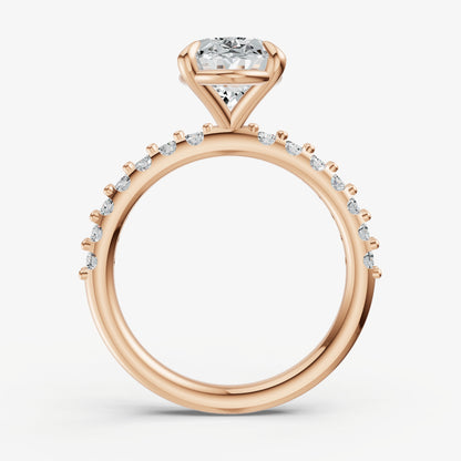 Oval 6 Claw Diamond Band Engagement Ring
