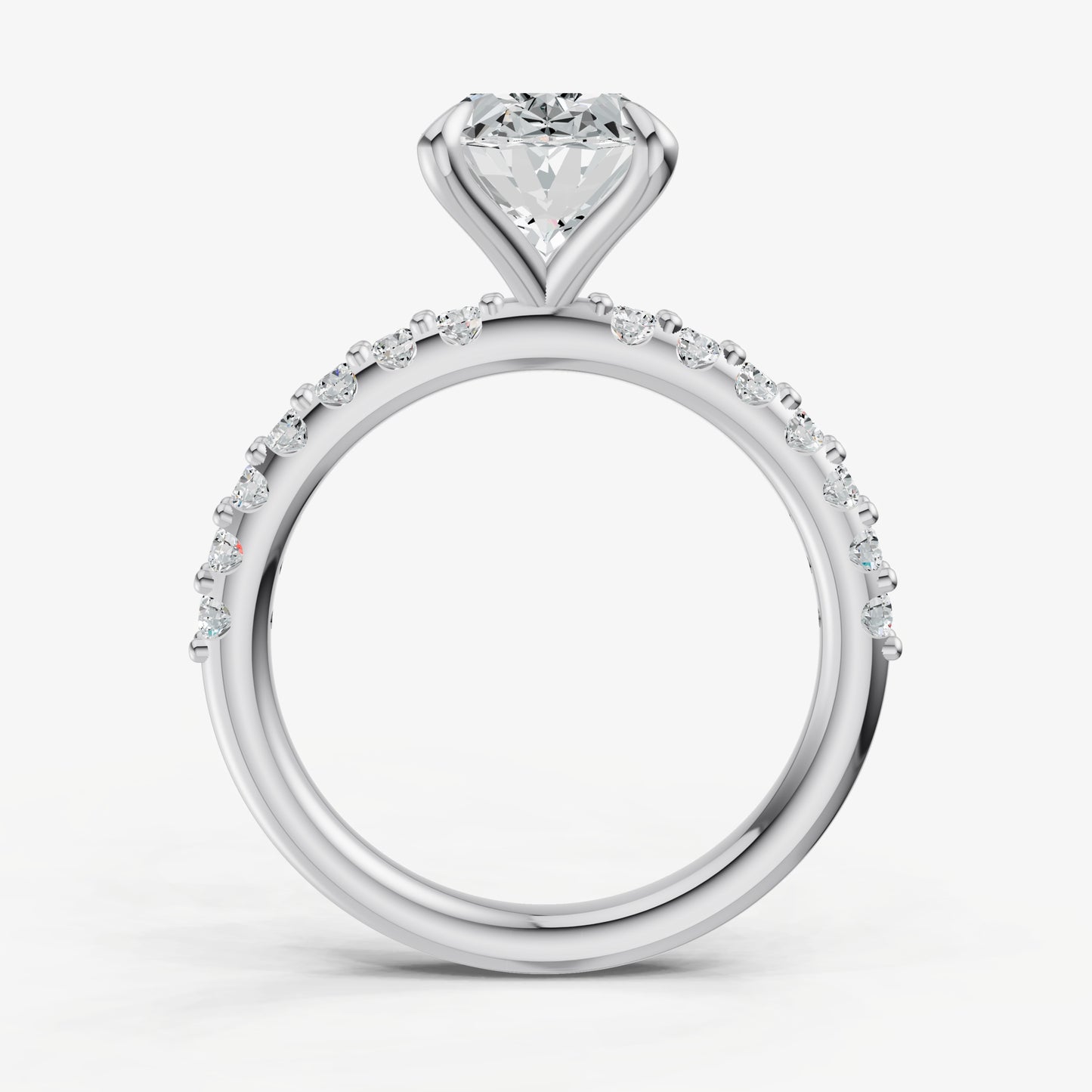 Oval 6 Claw Diamond Band Engagement Ring