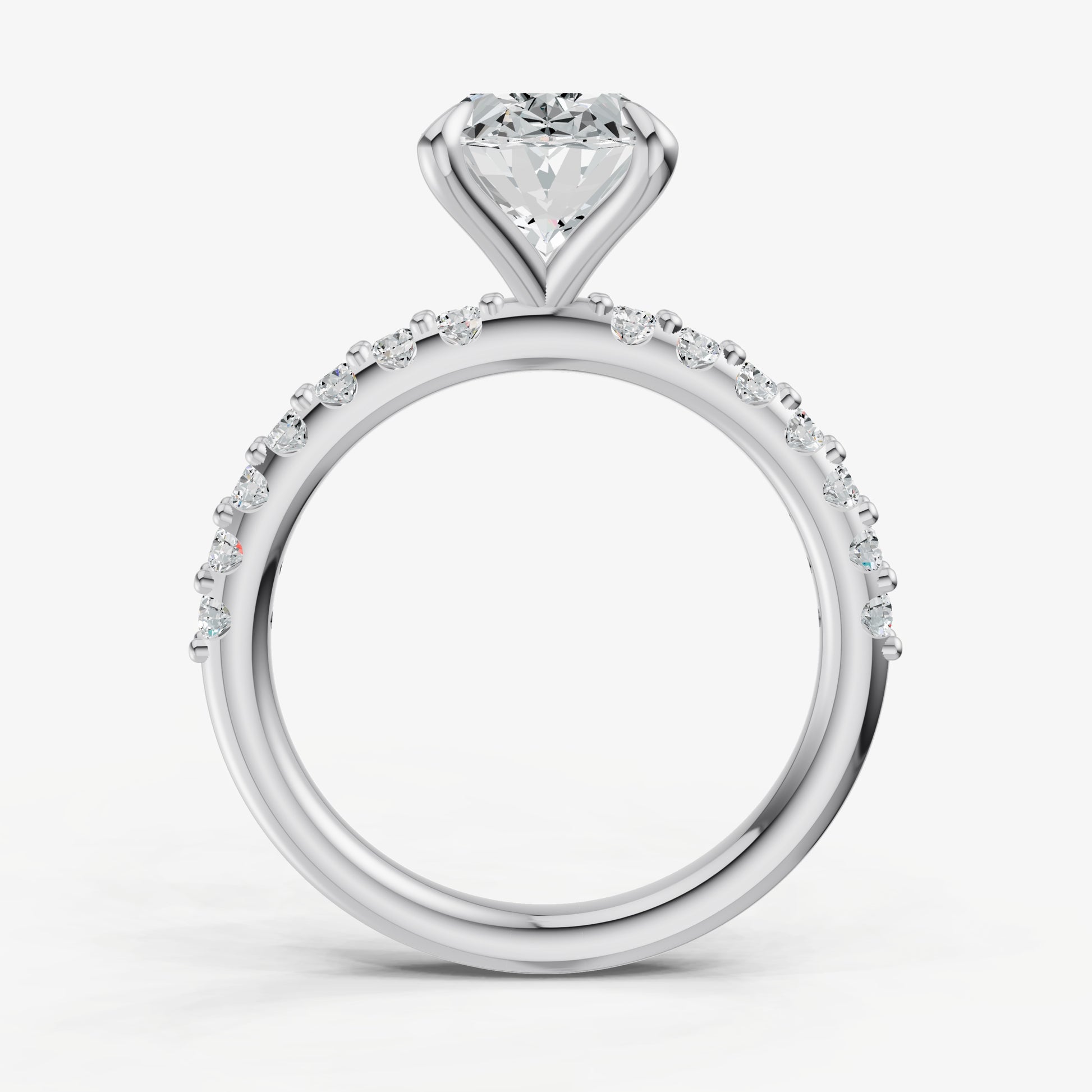 Oval 6 Claw Diamond Band Engagement Ring