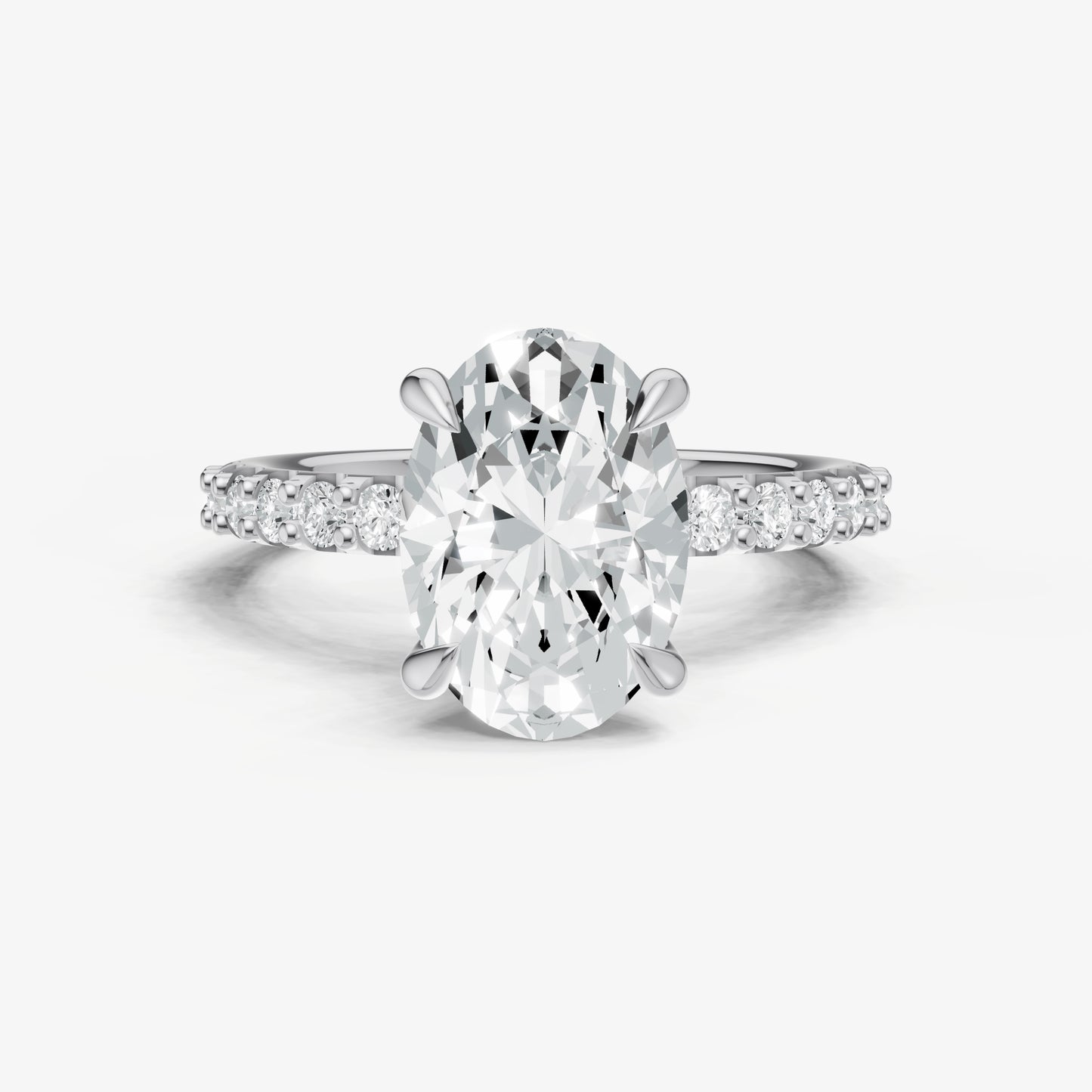 Oval 6 Claw Diamond Band Engagement Ring