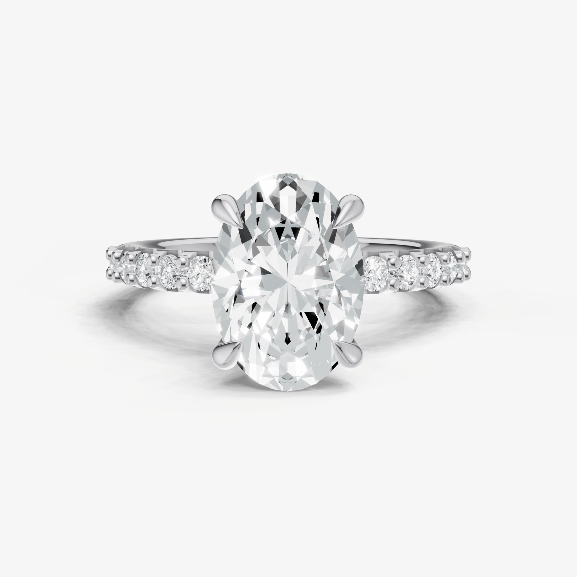 Oval 6 Claw Diamond Band Engagement Ring