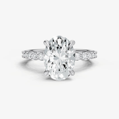 Oval 6 Claw Diamond Band Engagement Ring