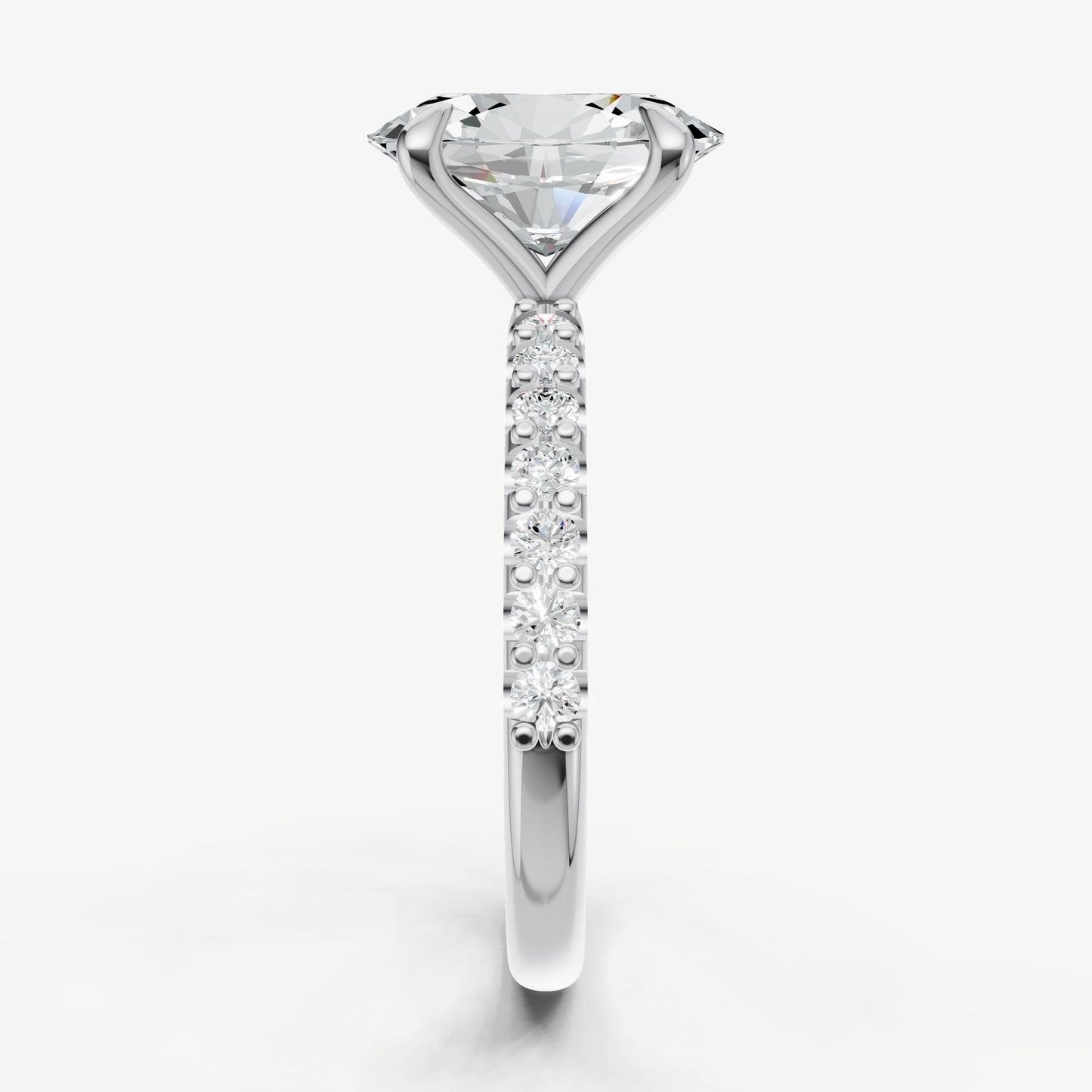 Oval 6 Claw Diamond Band Engagement Ring
