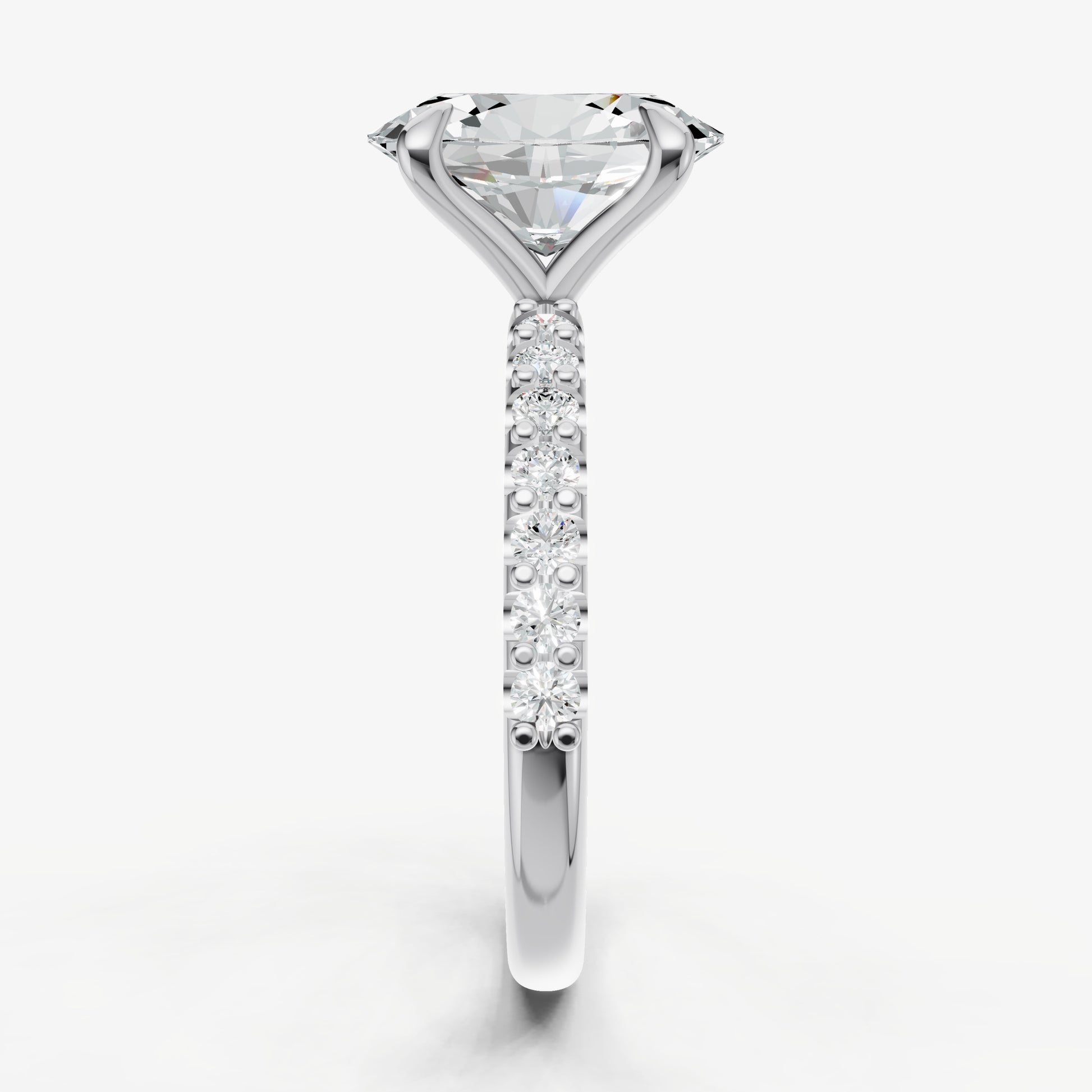 Oval 6 Claw Diamond Band Engagement Ring