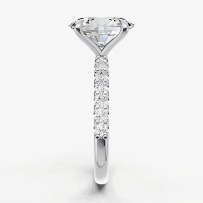 Oval 6 Claw Diamond Band Engagement Ring