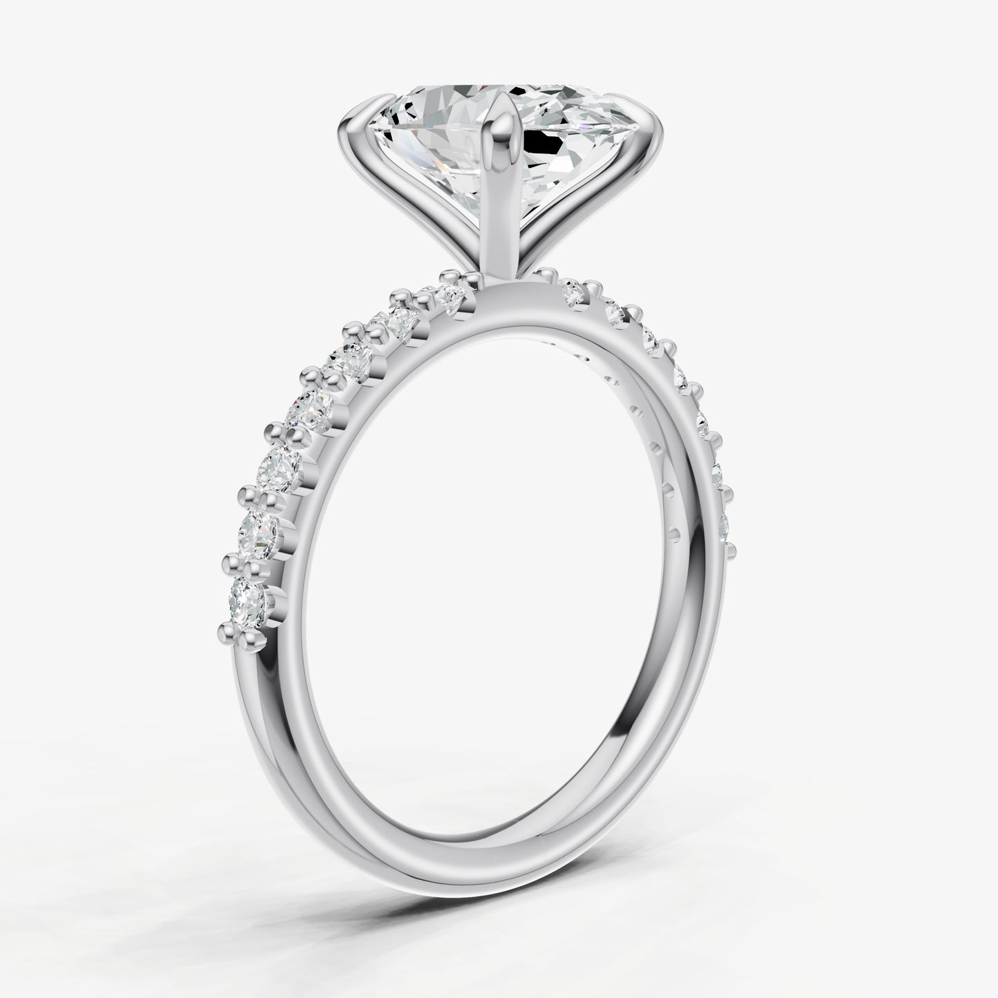 Oval 6 Claw Diamond Band Engagement Ring